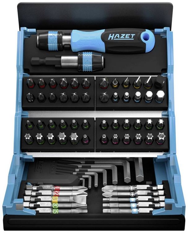 Produktbild: Hazet SmartCase 2200SC-1 Bit-Set 69teilig Innen-Sechskant, Schlitz, Kreuzschlitz Phillips, Kreuzschlitz Pozidriv, T-Profil