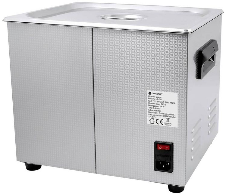 Produktbild: TOOLCRAFT USC-1000 Ultraschallreiniger Werkstatt, Schmuck, B&uuml;robedarf 440 W 10 l mit Heizung, mit Reinigungskorb