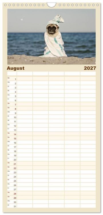 Produktbild: Familienplaner 2027 - Lustige M&ouml;pse aus der Hundeknipserei mit 5 Spalten (Wandkalender, 21 x 45 cm) CALVENDO