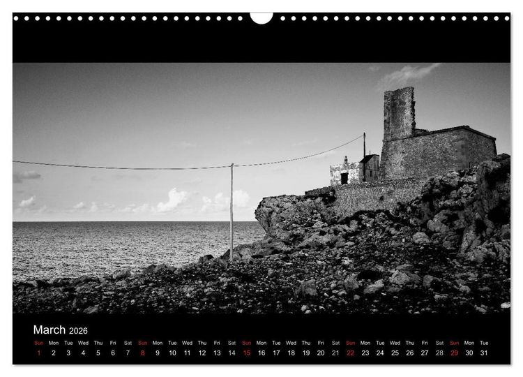Produktbild: Black and White Sicily (Wall Calendar 2026 DIN A3 landscape), CALVENDO 12 Month Wall Calendar