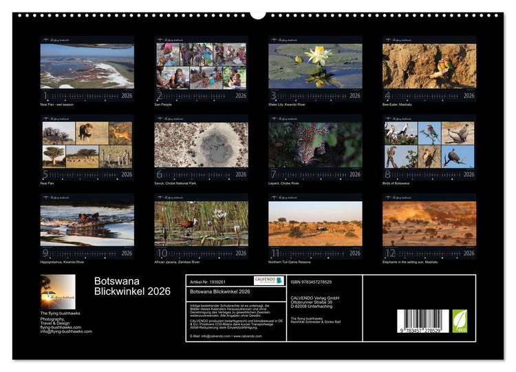 Produktbild: Botswana Blickwinkel 2026 (hochwertiger Premium Wandkalender 2026 DIN A2 quer), Kunstdruck in Hochglanz