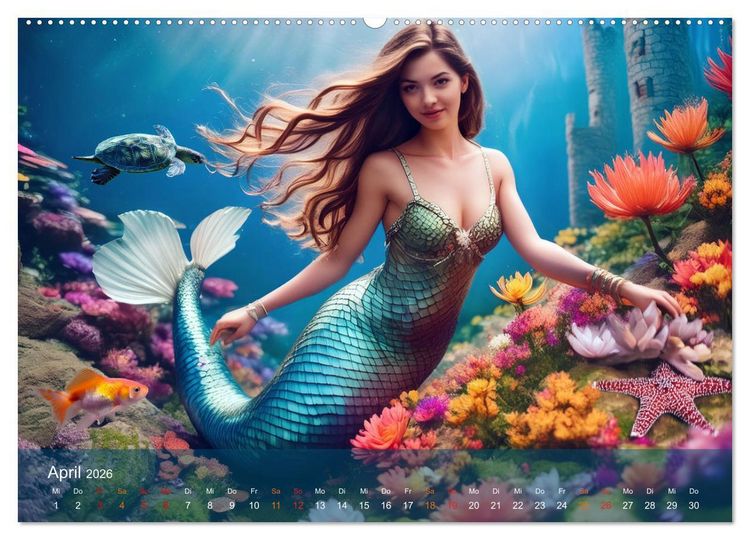 Produktbild: Meerjungfrauen in mystischen Unterwasserwelten (Wandkalender 2026 DIN A2 quer), CALVENDO Monatskalender