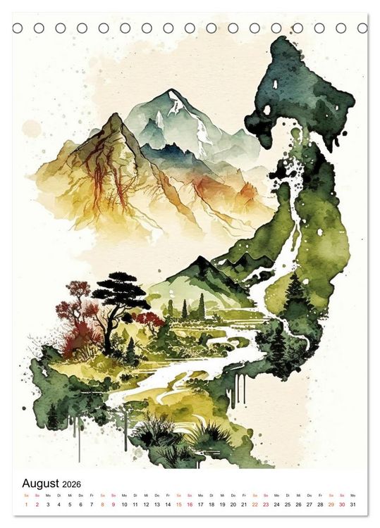 Produktbild: China - Aquarellmalerei (Tischkalender 2026 DIN A5 hoch), CALVENDO Monatskalender