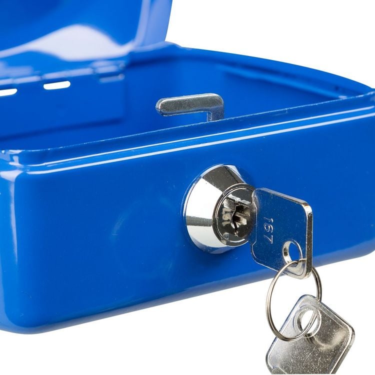 Produktbild: Idena Geldkassette Gr&ouml;&szlig;e Mini aus Metall 6 F&auml;cher blau 12,5x9,5x6cm