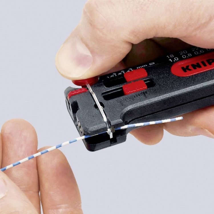 Produktbild: Knipex 12 80 100 SB Drahtabisolierer Geeignet f&uuml;r CU-Leiter 0.3 bis 1mm