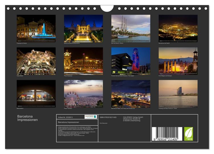 Produktbild: Barcelona Impressionen (Wandkalender 2026 DIN A4 quer), CALVENDO Monatskalender