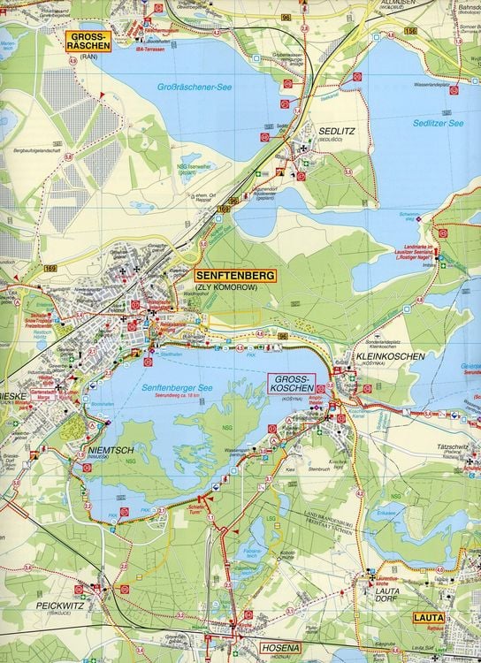 Produktbild: Radwander- und Wanderkarte Lausitzer Seenland, Senftenberg, Hoyerswerda und Umgebung 1 : 50 000