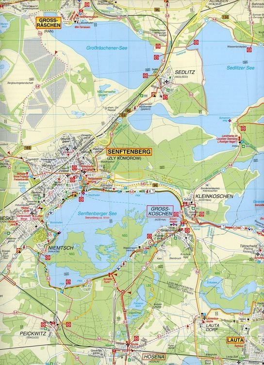 Produktbild: Radwander- und Wanderkarte Lausitzer Seenland, Senftenberg, Hoyerswerda und Umgebung
