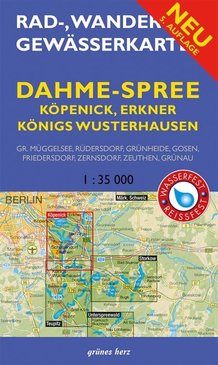 Produktbild: Rad-, Wander- und Gewässerkarte Dahme-Spree: Köpenick, Erkner, Königs Wusterhausen 1:35.000