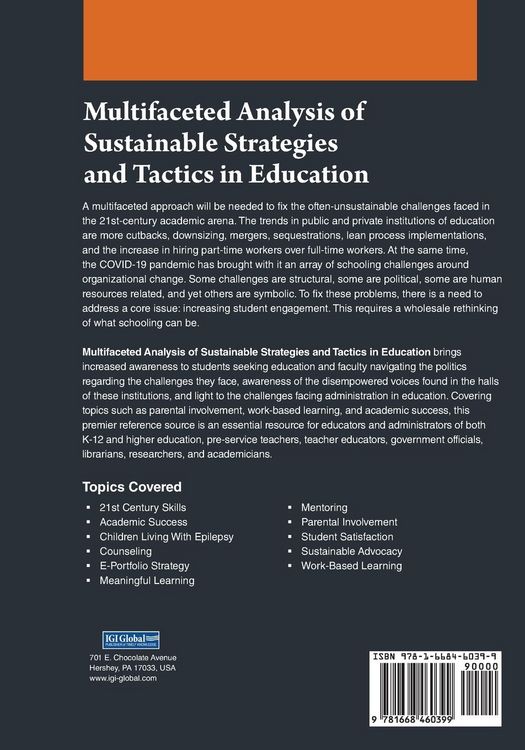 Produktbild: Multifaceted Analysis of Sustainable Strategies and Tactics in Education