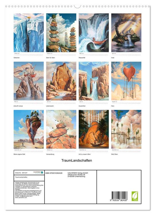 Produktbild: TraumLandschaften (Wandkalender 2026 DIN A2 hoch), CALVENDO Monatskalender