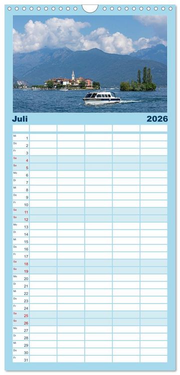 Produktbild: Familienplaner 2026 - Lago Maggiore - Mediterranes Flair umgeben von Bergen mit 5 Spalten (Wandkalender, 21 x 45 cm) CALVENDO