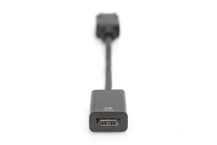 Produktbild: Digitus DisplayPort / HDMI Anschlusskabel DisplayPort Stecker, HDMI-A Buchse 0.20m Schwarz DB-340415-002-S doppelt geschirmt