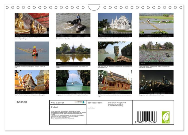 Produktbild: Thailand (Wandkalender 2026 DIN A4 quer), CALVENDO Monatskalender