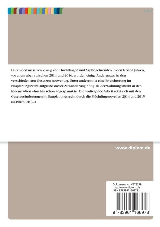 Produktbild: &Auml;nderungen im Bauplanungsrecht durch die BauGB Fl&uuml;chtlingsnovelle 2014 und 2015
