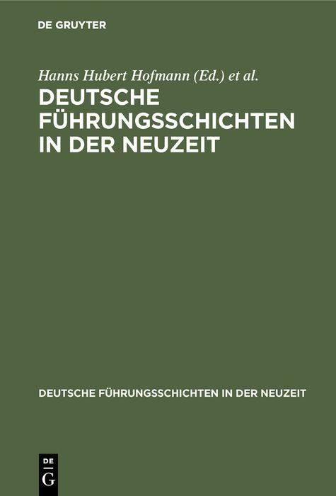 Produktbild: Deutsche F&uuml;hrungsschichten in der Neuzeit