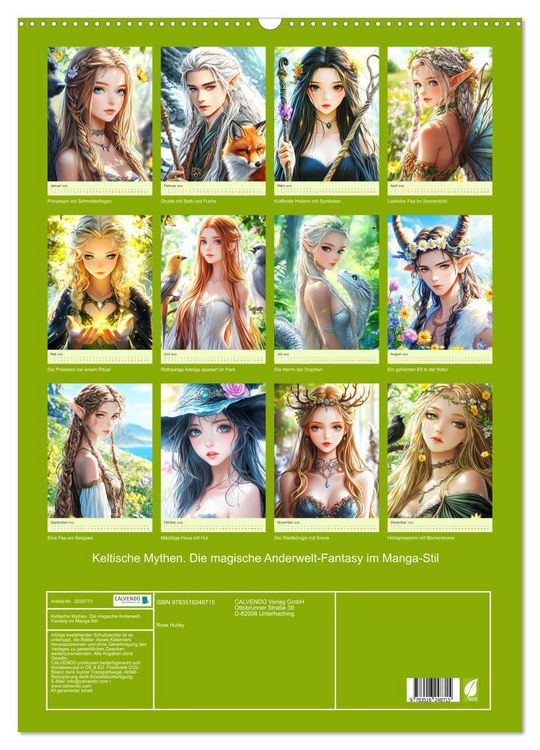 Produktbild: Keltische Mythen. Die magische Anderwelt-Fantasy im Manga-Stil (Wandkalender 2026 DIN A2 hoch), CALVENDO Monatskalender