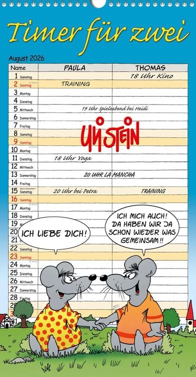 Produktbild: Uli Stein Timer für zwei 2026: Monatskalender für die Wand