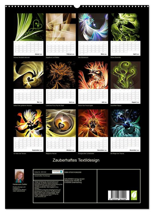 Produktbild: Zauberhaftes Textildesign (Wandkalender 2026 DIN A2 hoch), CALVENDO Monatskalender