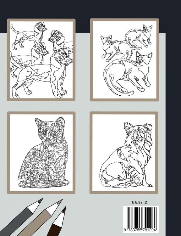 Produktbild: Klassik Art Malbuch f&uuml;r Erwachsene und Kinder ab 8 Jahren - Katzen und Hunde