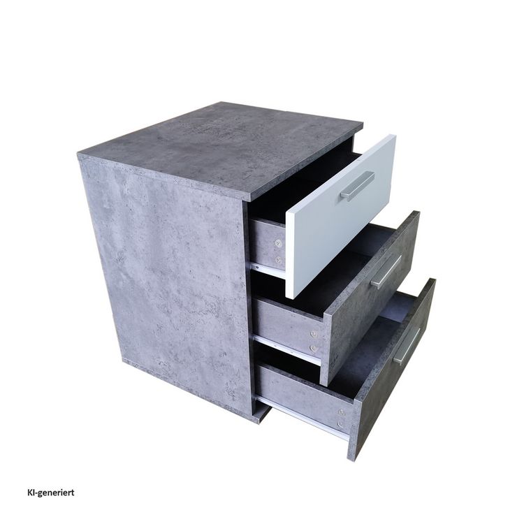 Produktbild: HTI-Living Nachtkommode 3 Schubladen Nina Beton Wei&szlig; Nachtkommode 3 Schubladen Nina Beton Wei&szlig;