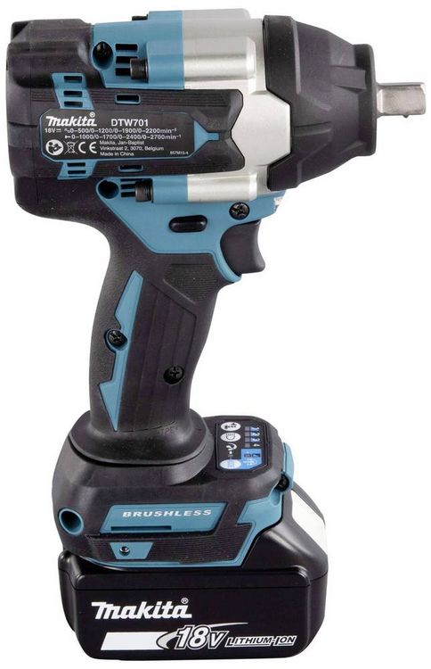 Produktbild: Makita DTW701RTJ Akku-Schlagschrauber 700 Nm 18 V Anzahl mitgelieferte Akkus 2 5 Ah inkl. 2. Akku, inkl. Ladeger&auml;t, inkl. Koffer
