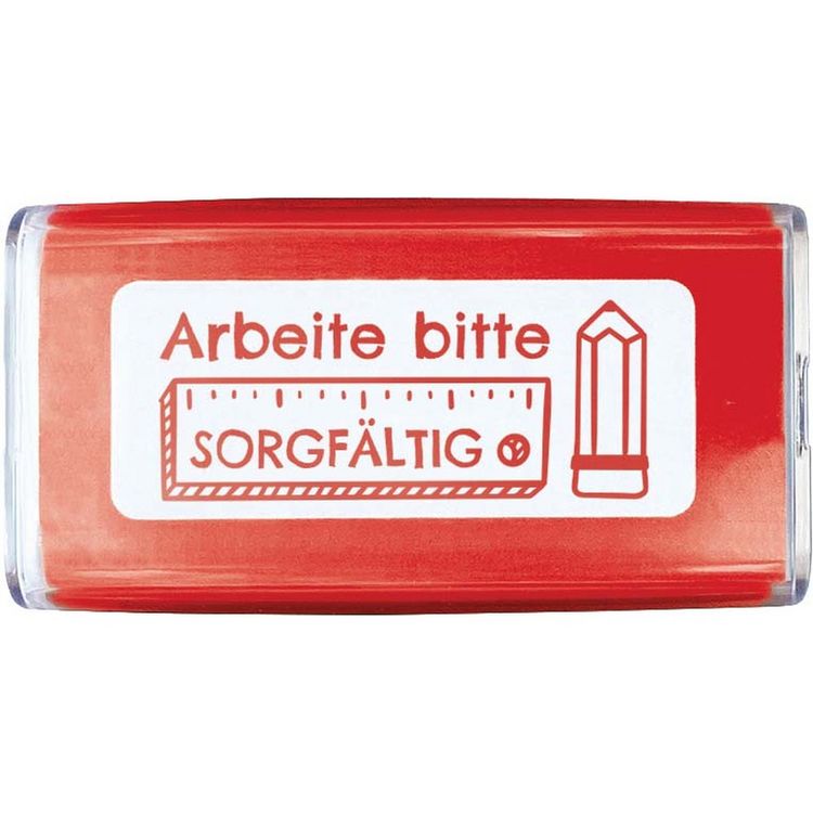 Produktbild: COLOP NIO School Motivations-Stempel, arbeite bitte sorgf&auml;ltig, Abdruckfarbe brave red, 38 x 14mm