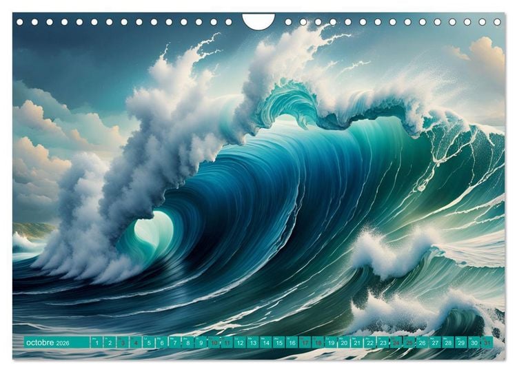 Produktbild: Vagues en col&egrave;re (Calendrier mural 2026 DIN A4 vertical), CALVENDO calendrier mensuel