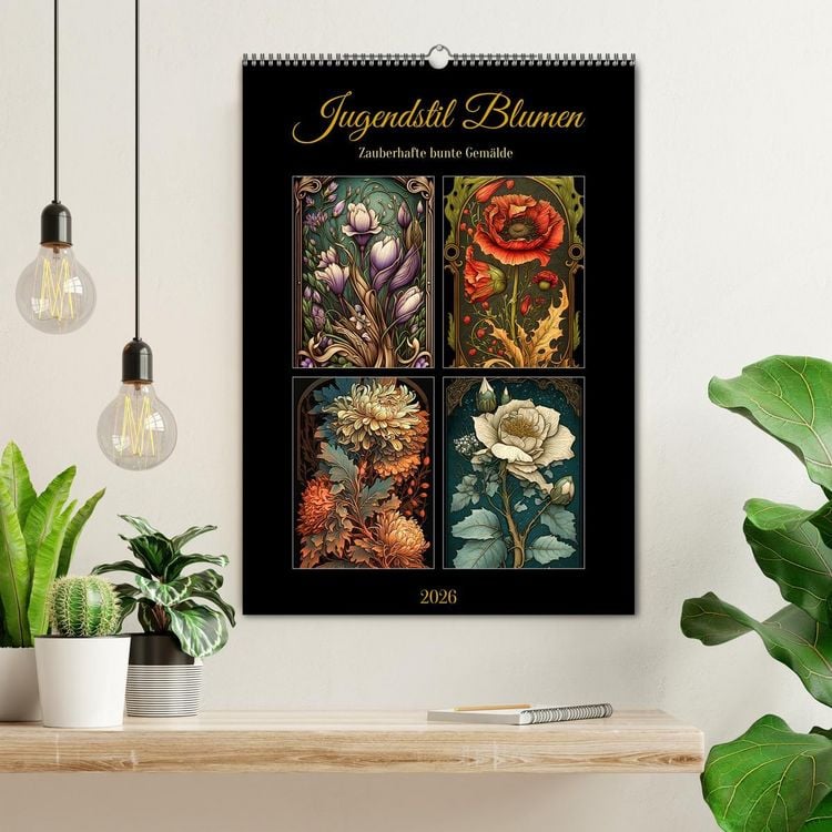 Produktbild: Jugendstil Blumen (Wandkalender 2026 DIN A2 hoch), CALVENDO Monatskalender