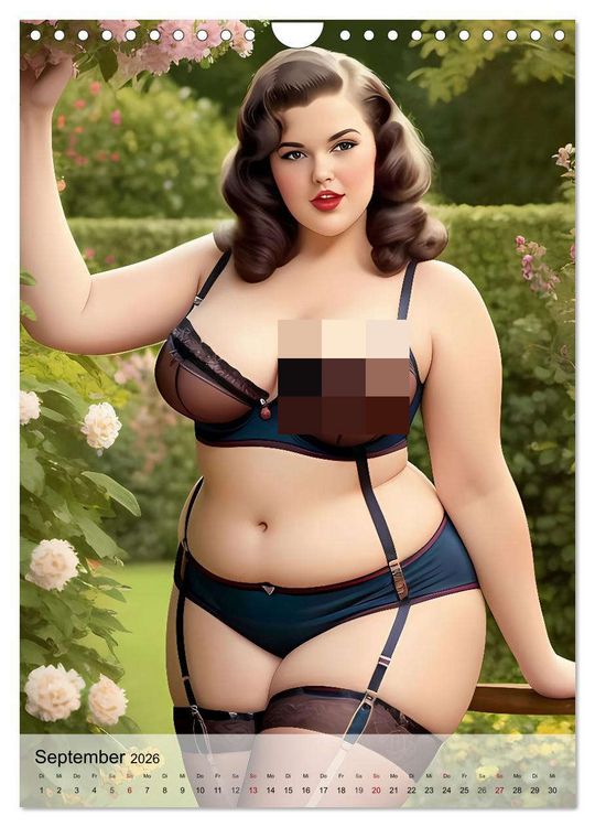 Produktbild: Pin up Girls Hei&szlig;e Kurven mit Retro Charme (Wandkalender 2026 DIN A4 hoch), CALVENDO Monatskalender