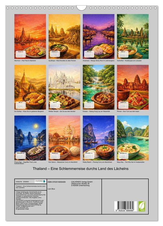 Produktbild: Thailand &ndash; Eine Schlemmerreise durchs Land des L&auml;chelns (Wandkalender 2027 DIN A3 hoch), CALVENDO Monatskalender