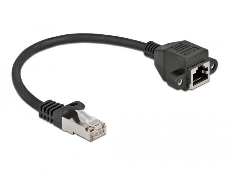 Produktbild: Delock 86998 RJ45 Patchkabel CAT 6a S/FTP 0.25m Schwarz 1St.