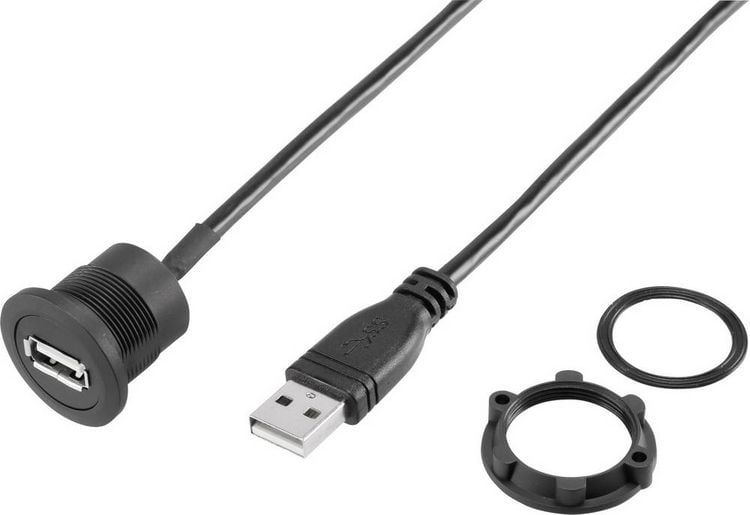 Produktbild: TRU Components USB-19-BK USB A Einbaubuchse 2.0 Buchse, Einbau Inhalt: 1St.
