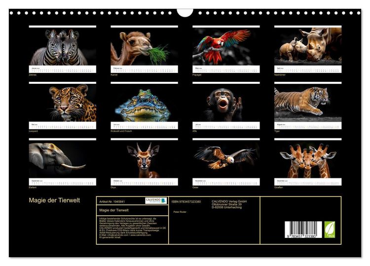 Produktbild: Magie der Tierwelt (Wandkalender 2026 DIN A3 quer), CALVENDO Monatskalender
