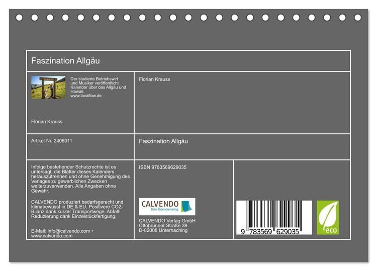 Produktbild: Faszination Allg&auml;u (Tischkalender 2027 DIN A5 quer), CALVENDO Monatskalender
