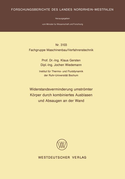 Produktbild: Widerstandsverminderung umstr&ouml;mter K&ouml;rper durch kombiniertes Ausblasen und Absaugen an der Wand