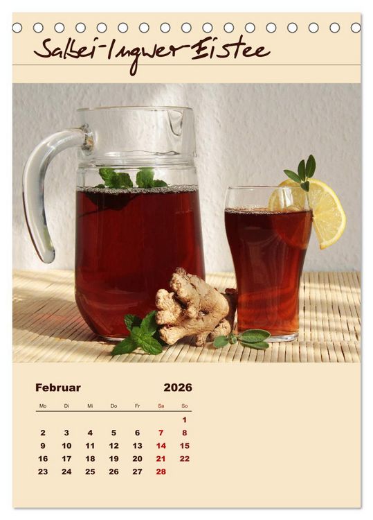 Produktbild: Erfrischender Eistee - Rezeptideen (Tischkalender 2026 DIN A5 hoch), CALVENDO Monatskalender