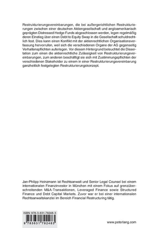 Produktbild: Restrukturierungsvereinbarungen mit Distressed Hedge Funds