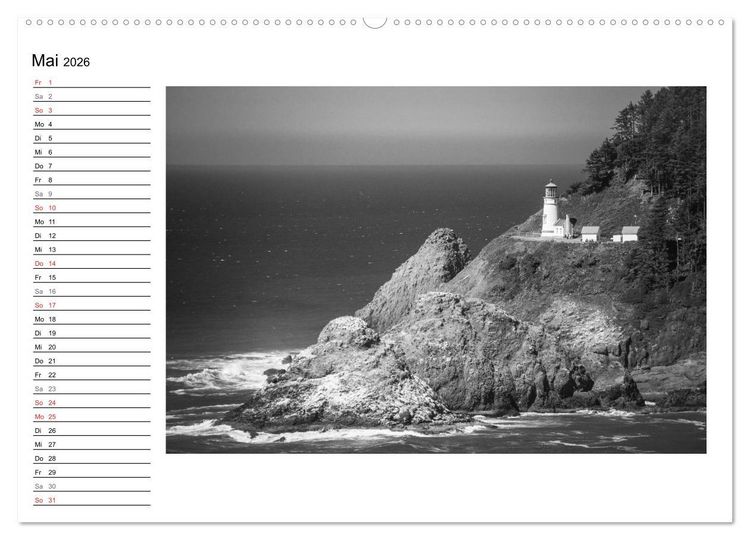 Produktbild: Leuchtt&uuml;rme der Westk&uuml;ste der USA (Wandkalender 2026 DIN A2 quer), CALVENDO Monatskalender