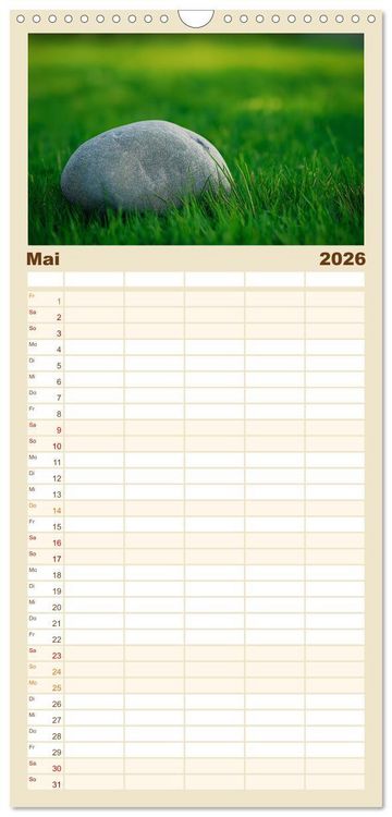 Produktbild: Familienplaner 2026 - Minimalistische Naturmomente &ndash; Ruhe und Sch&ouml;nheit in der Natur mit 5 Spalten (Wandkalender, 21 x 45 cm) CALVENDO