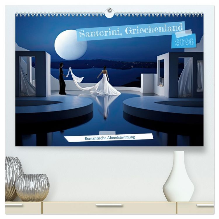 Produktbild: Santorini, Griechenland -Romatische Abendstimmung- (hochwertiger Premium Wandkalender 2026 DIN A2 quer), Kunstdruck in Hochglanz