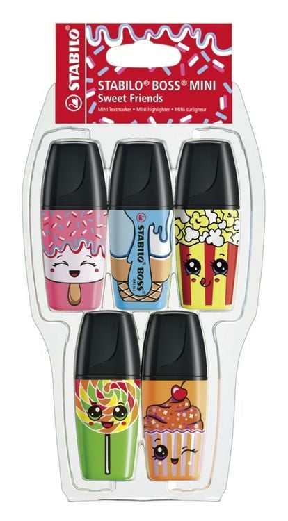 Produktbild: STABILO Textmarker - BOSS MINI Sweet Friends - 5er Pack - pink, blau, gelb, grün, orange