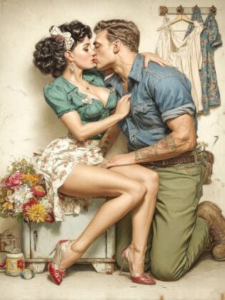 Produktbild: CALVENDO Puzzle Oh lala, ein K&uuml;sschen im Flur | 1000 Teile Lege-Gr&ouml;&szlig;e 64x48cm Foto-Puzzle f&uuml;r gl&uuml;ckliche Stunden