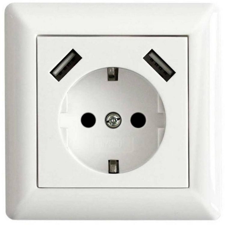 Produktbild: LEDmaxx 106648 1fach Unterputz-Steckdose mit USB, erh&ouml;hter Ber&uuml;hrungsschutz Wei&szlig;