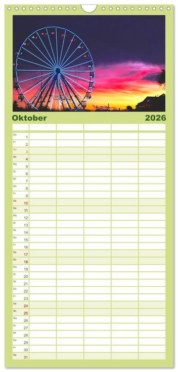 Produktbild: Familienplaner 2026 - Riesenr&auml;der - Ein Spa&szlig; f&uuml;r jung und alt. mit 5 Spalten (Wandkalender, 21 x 45 cm) CALVENDO