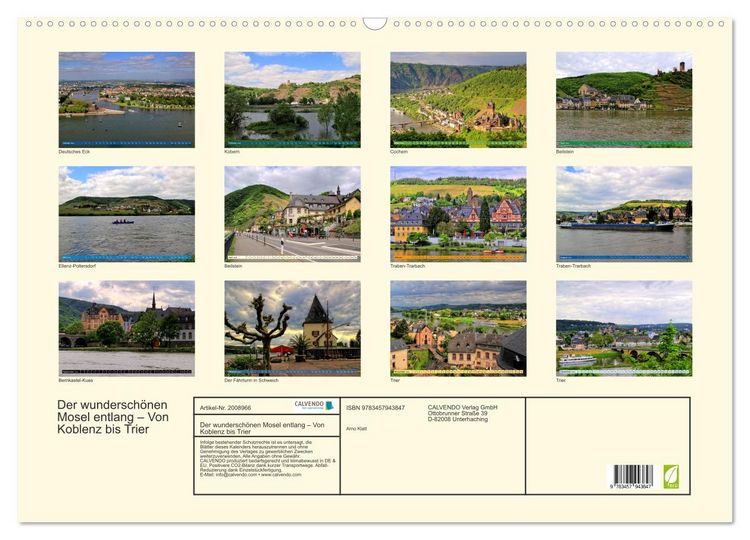 Produktbild: Der wundersch&ouml;nen Mosel entlang &ndash; Von Koblenz bis Trier (Wandkalender 2026 DIN A2 quer), CALVENDO Monatskalender