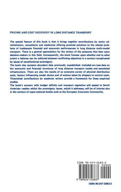 Produktbild: Pricing and Cost Recovery in Long Distance Transport