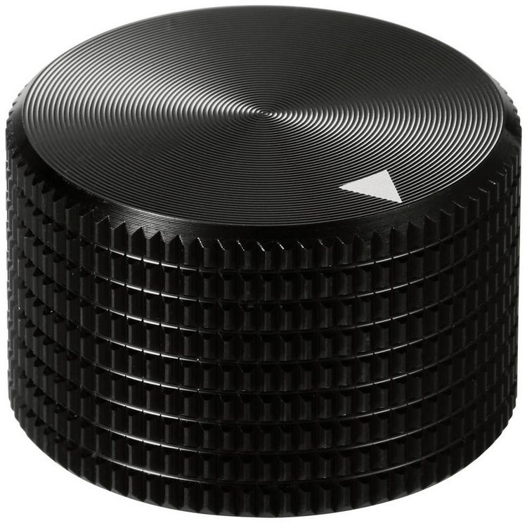 Produktbild: TRU COMPONENTS TC-11613808 Drehknopf mit Knopfmarkierung Schwarz (&Oslash; x H) 25 mm x 16 mm Aluminium 1 St.