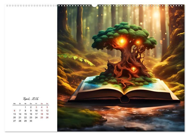 Produktbild: Fantastische surreale B&uuml;cherwelten (hochwertiger Premium Wandkalender 2026 DIN A2 quer), Kunstdruck in Hochglanz