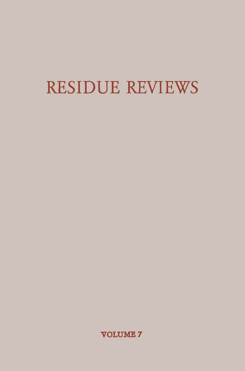 Produktbild: Residue Reviews/R&uuml;ckstands-Berichte